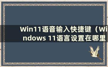 Win11语音输入快捷键（Windows 11语言设置在哪里）